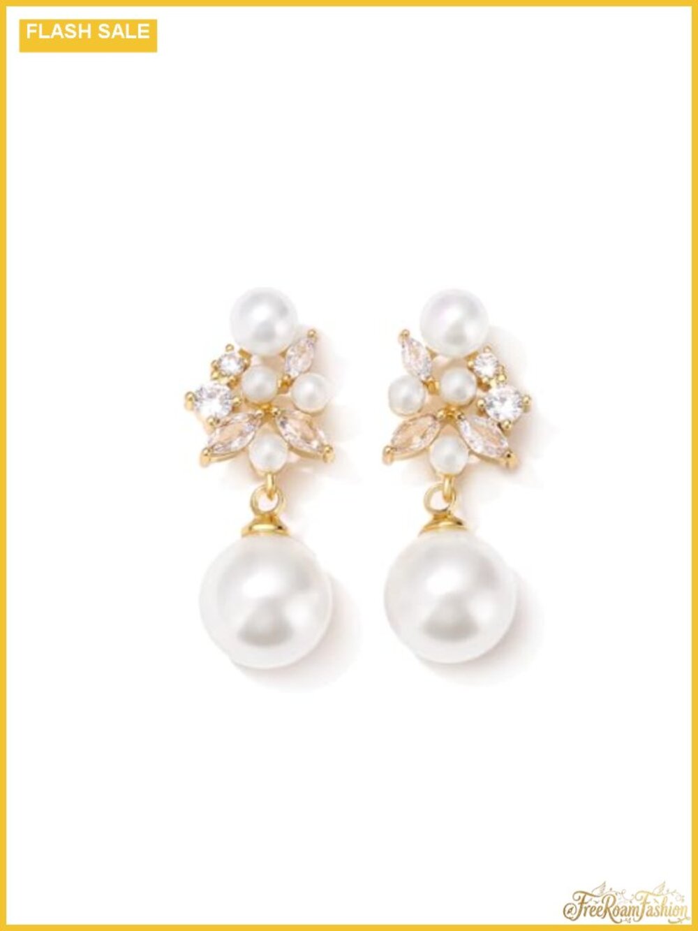 Pearl Drop Dangle Earrings CZ Wedding Bridal Prom Jewelry
